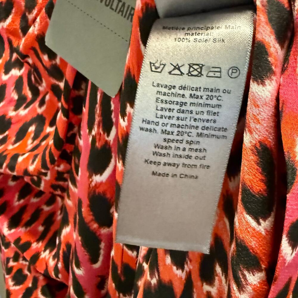 Zadig & Voltaire Skirt 100% Silk Pink Leopard Print Size 42 10 Large NWT - Picture 11 of 11